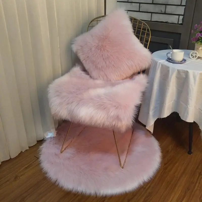 

Soft Plush Rabbit Fur Pillow Home Faux Fur Fleece 45*45cm Square Decorative Throw Pillow Cover For 2018 Christmas