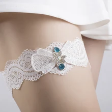 Женская Белая Кружевная подвязка синий Стразы кружевное платье с бантом для маленьких девочек, свадебные Круглые подвязки с эластичной резинкой в винтажном стиле
