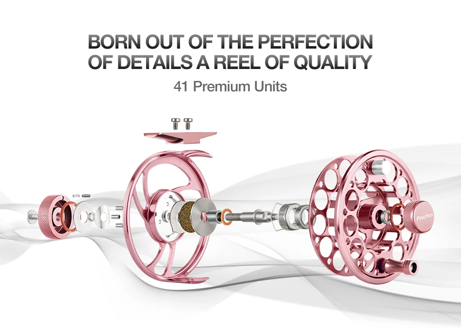 Piscifun розовый меч нахлыстовая катушка из сплава, изготовленные на станке с ЧПУ Алюминиевый Материал 3/4/5/6/7/8/9/10 WT правой и левой руки Рыболовная катушка маховика