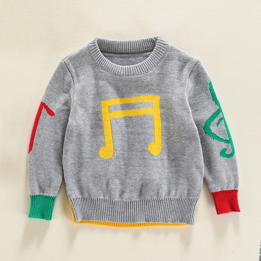 JN669 Winter Musical Note Kids Bobys Sweater Girls Sweaters Baby Kid