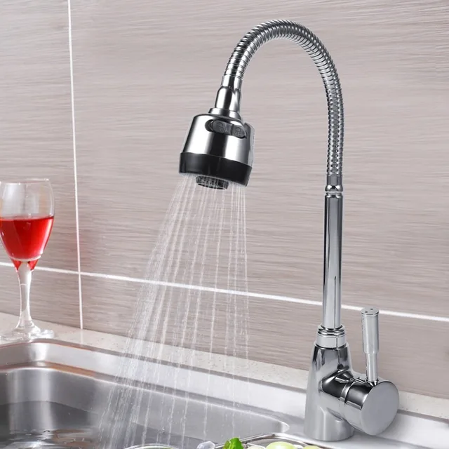 Best Offers Zinc Alloy Kitchen Sink Faucet Swivel Spout Kitchen Faucet Single Handle Mixer Cold and Hot Tap Waterfall Faucet Wastafelkraan