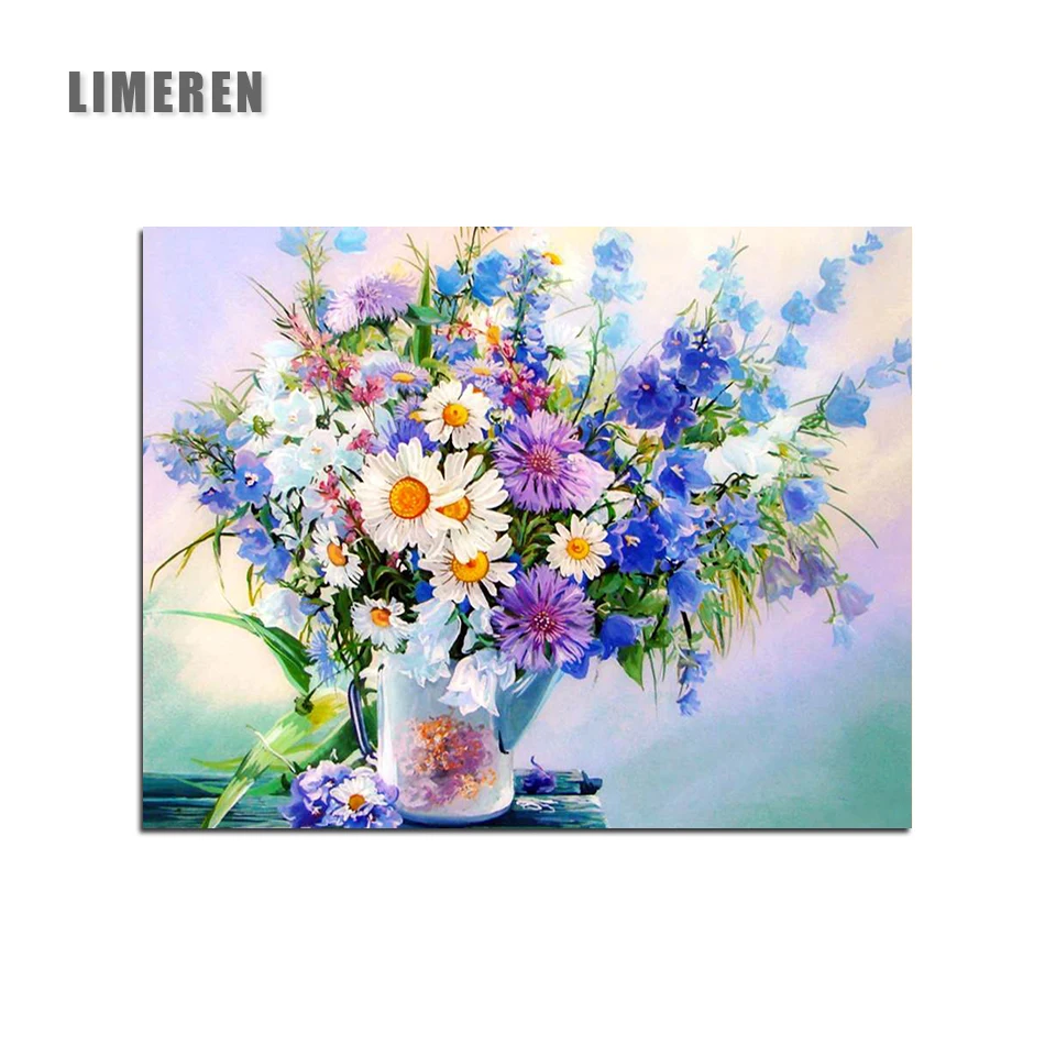 

Diy Painting By Numbers Hand Painted Canvas Oil Paintings Picture Of Flower In Vase Coloring By Numbers Canvas Art Decoration