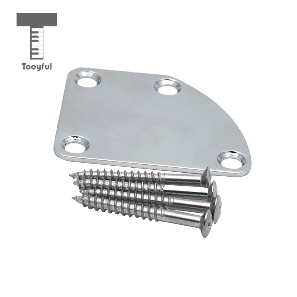 Tooyful Chrome Electric Guitar Neckplate Metal Neck Plate with Screws for Strat Tele Guitar Parts