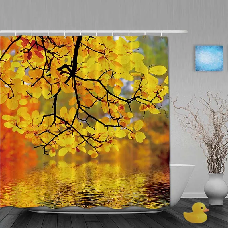 Spring Lake Scene Bathroom Shower Curtains Flowers Shower Curtain ...