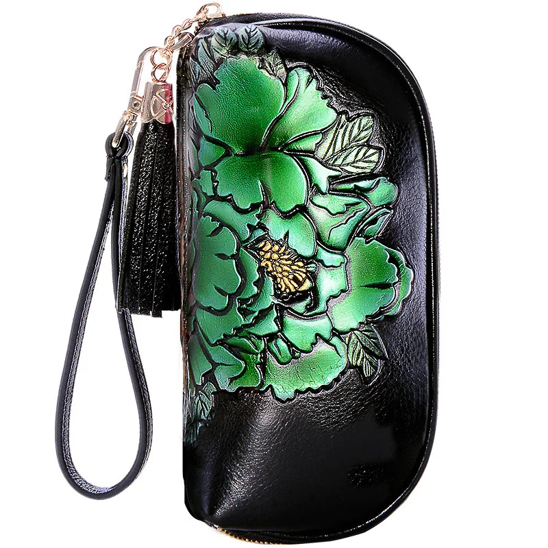 Cow Hide Genuine Leather Women Clutches Long Tassel Female Wallet Print Flower New Design Purse Zipper Leather Women Wallet Cow Hide Genuine Leather Women Clutches Long Tassel Female Wallet Print Flower New Design Purse Zipper Leather Women Wallet