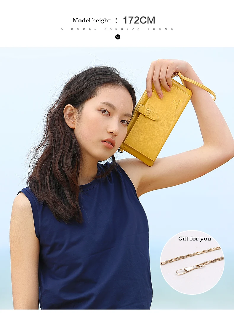 Luxury Fashion Women Wallets Lady Coin Purse Clutch Wrist Bag Girl Coin Pocket 100% Genuine Cowhide Leather Multi-function Purse    H40101394- (3)
