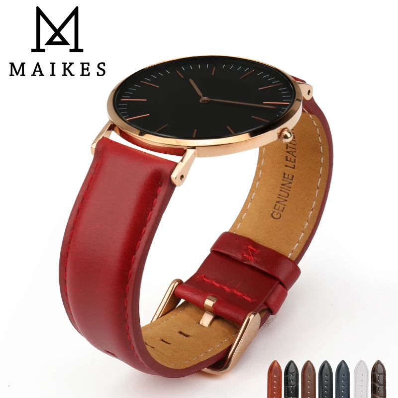 MAIKES из натуральной кожи сменный ремешок для наручных часов модные красные