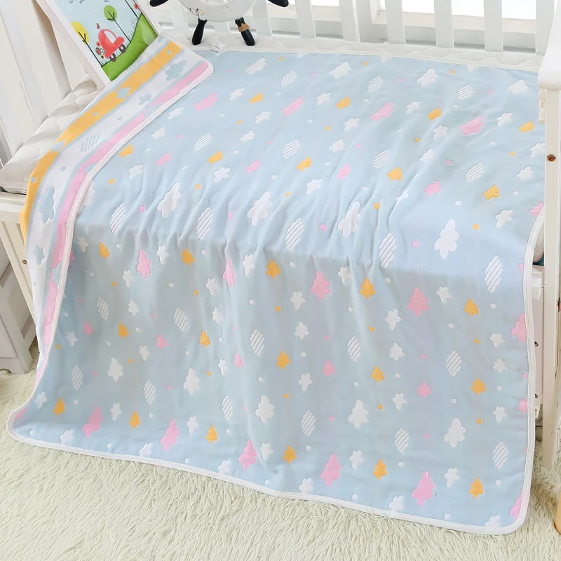 Хлопок детское одеяльце для сна диван Манта новорожденных младенческой Пеленальный детское полотенце роскошные 6 слоев одеяла муслин подарок для ребенка - Цвет: COLOR CLOUD BLUE