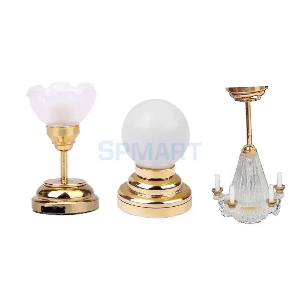 3Pcs/Pack 1:12 Scale Dollhouse Minature Light LED Lamp Model Dolls House Furniture Decoration Model Toy