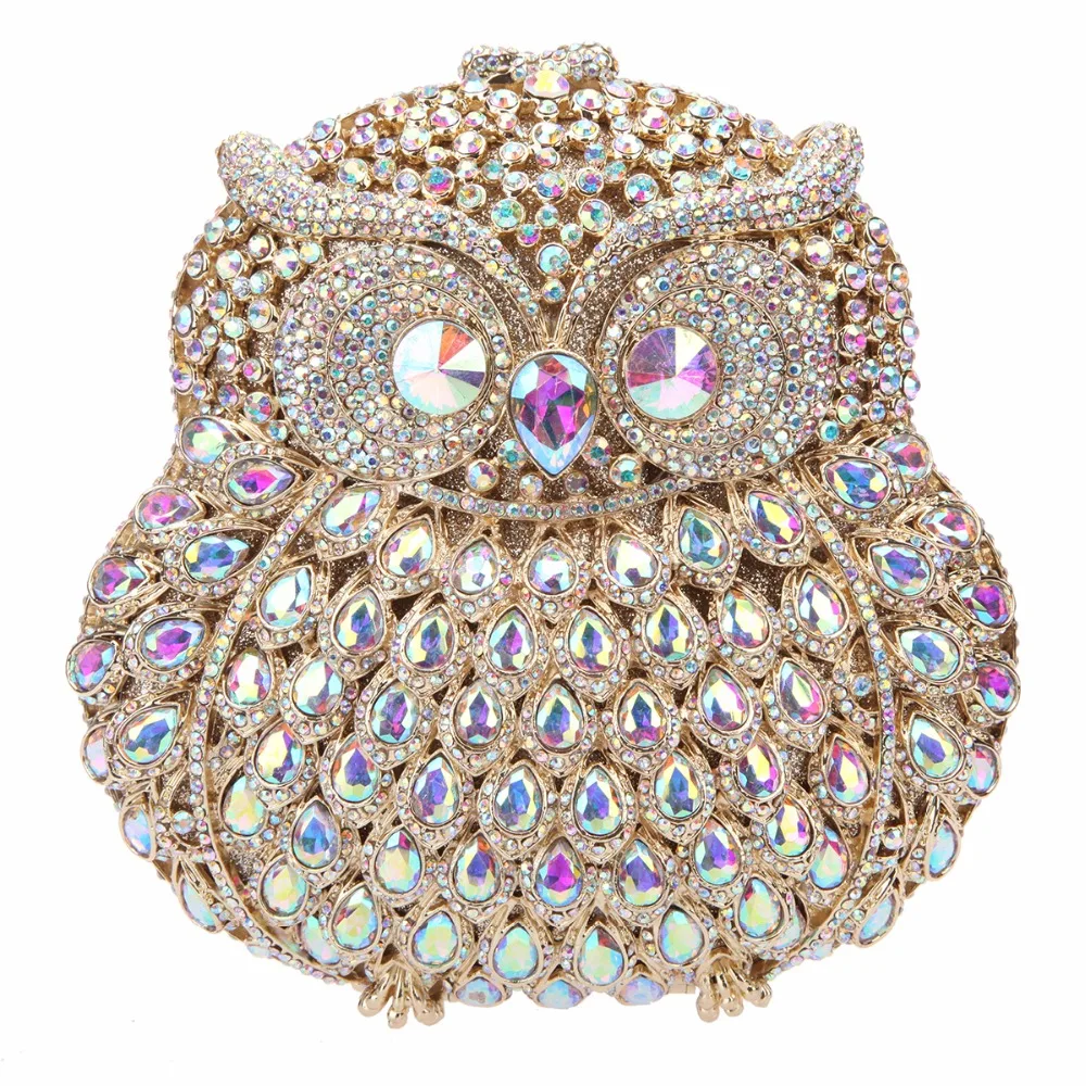 Fawziya Owl Bag Owl Purse With Chain Clutch Evening Bag Crystal Handbag
