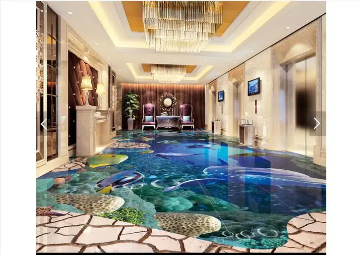 

Customized 3d wallpaper 3d floor painting wallpaper Sea world 3 d drawing the floor wall paper 3D living room photo wallpaer