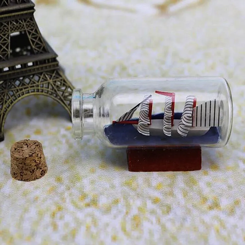Статуэтки миниатюры Средиземноморский стиль мини парусная лодка дрейф бутылка Шарм маленькая пробка стекло домашний декор высокое качество