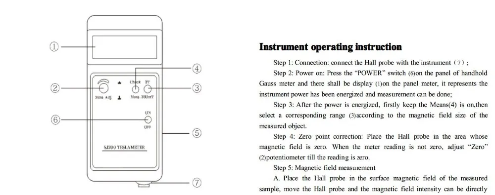 SJ200 Digetal Guass meter Tesla meter magnetic flux meter