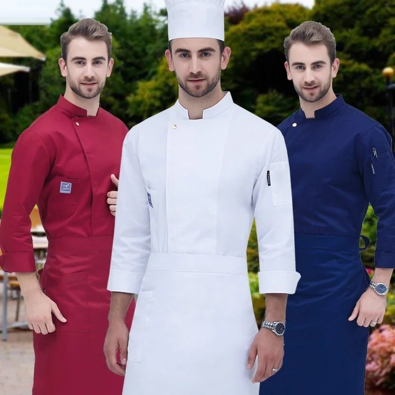 

Food Service Long Sleeve Chef Jacket Professional Head Chef Uniform Restaurant Hotel Kitchen Grey Chef Uniform Chef Coat B-6260