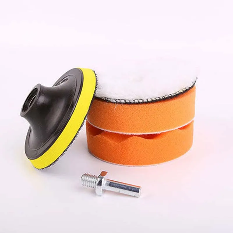 

5Pcs 4"Inch Car Polish Wax Sponge Foam Pad Polisher Buffer Set Drill Adapter Kit M10 Polishing Pad Tool