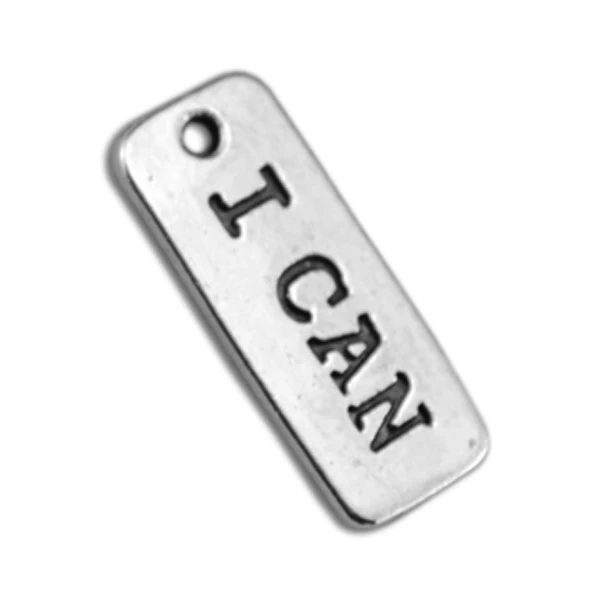 

EUEAVAN 30pcs Zinc Alloy Inspirational Word Charm I CAN Engraved On Rectangle Encourage Pendant Antique Silver Jewelry Finding