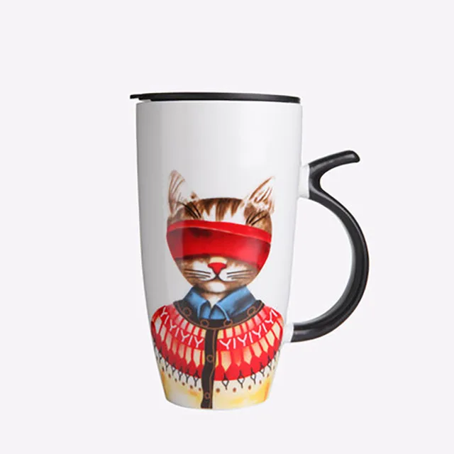 Креативная керамическая чашка, кофейная чашка с рисунком кота, кружка для чая, милый капучино, китайский набор, тазззин, Caffe, домашний питьевой 5B037 - Цвет: Style4
