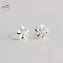Miestilo крошечные Плюмерия 5 лист Цветок Матовые 6 мм Настоящее серебро Серьги-гвоздики, лабораторные испытания гарантировали 925-серебро-ювелирные изделия