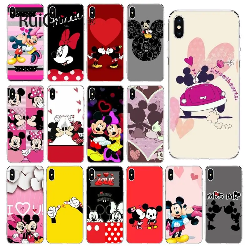 

Ruicaica Kissing Mickey Minnie Mouse DIY Luxury High-end Protector Case for iPhone X XS MAX 6 6s 7 7plus 8 8Plus 5 5S SE XR