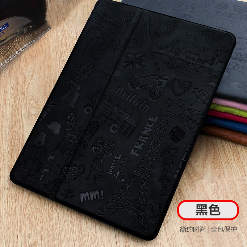 

Designer Leather Smart Cover For Ipad 234 Embossed KAKUSIGA Fashion Stand Case For Ipad pro 9.7" Paris style Auto smart holder