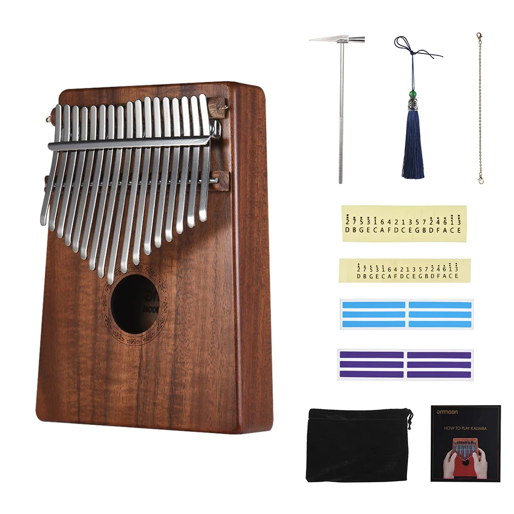 Ammoon AKP 17K портативный 17 клавишный большой пианино Kalimba Mbira Sanza Гавайский Koa с сумкой