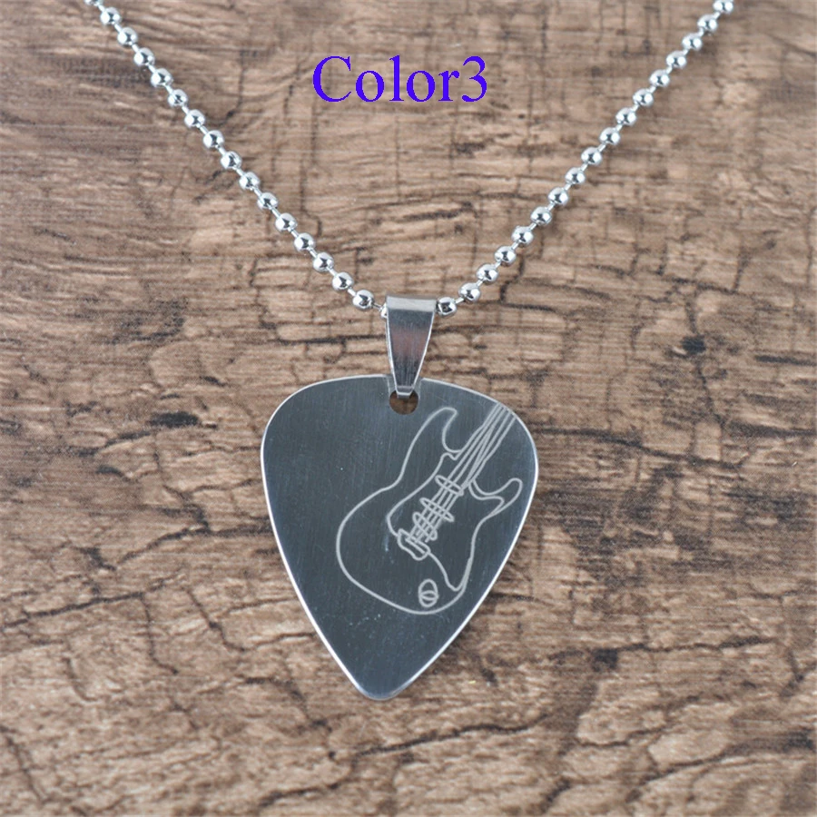 1.2mm Fashion Cool Metal Necklace Guitar Pick For Acoustic Classic Electric Guitar Alloy Music Picks Plectrum (4)