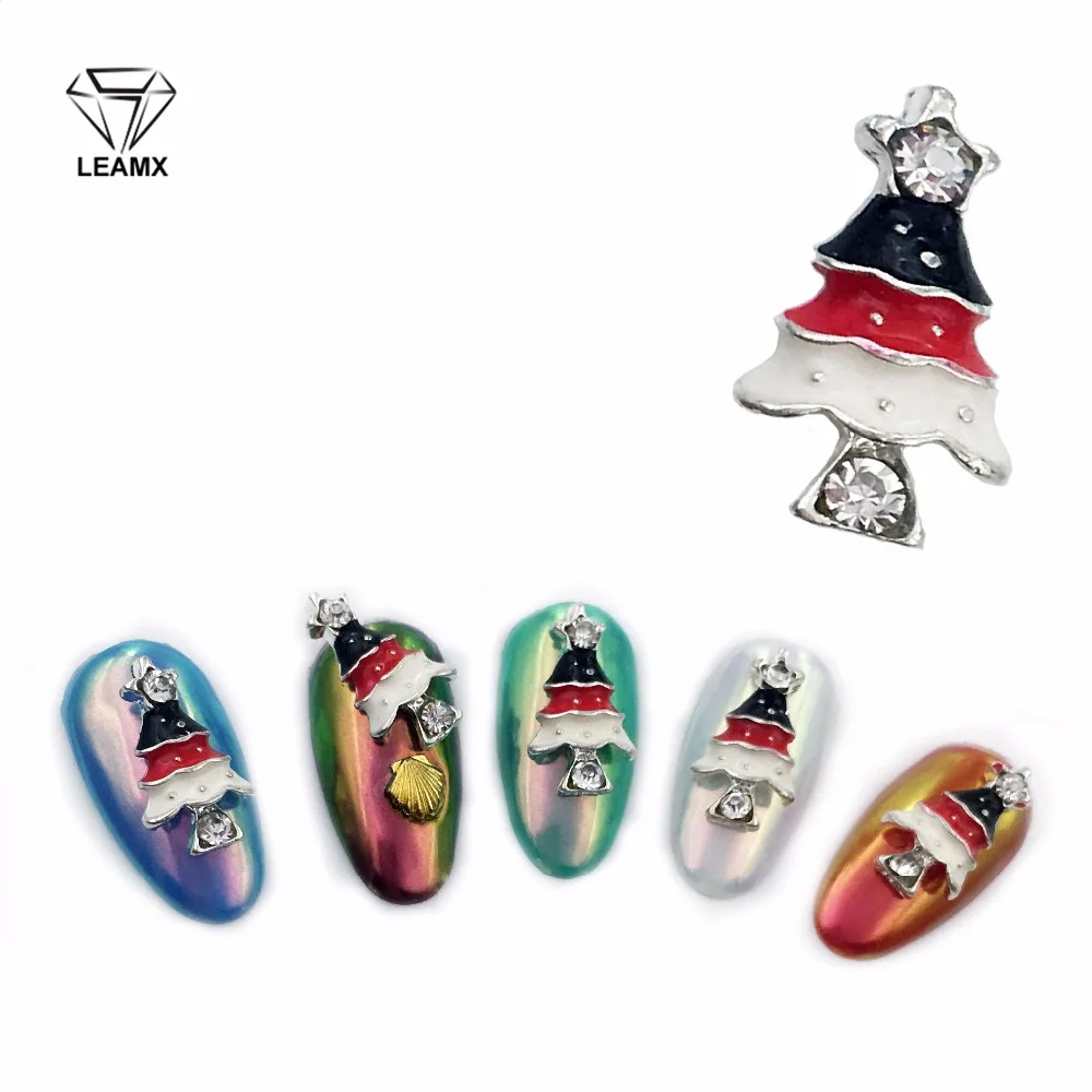 

LEAMX Christmas Decorations Charms Nails Glitter Rhinestones Nail Supplies Jewelry Christmas Tree 10 PCS 3d Diamonds Nail Art