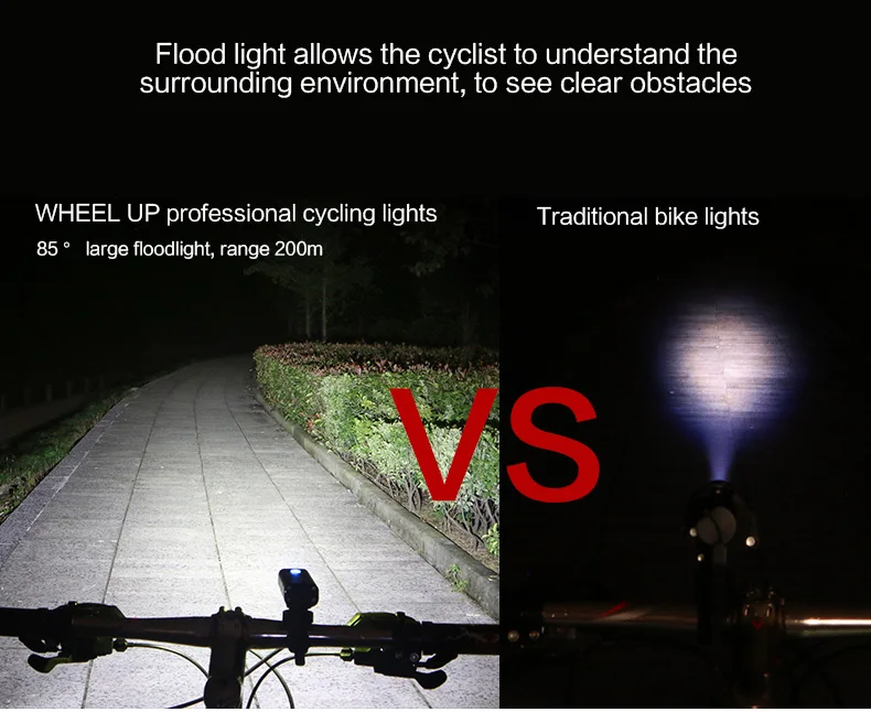 Flash Deal WHEEL UP 2017 Bicycle Lamp New Arrival Bike Torch MTB Road Usb Chargeable Led Front Light Tail Light Set Taillight Rear Light 10