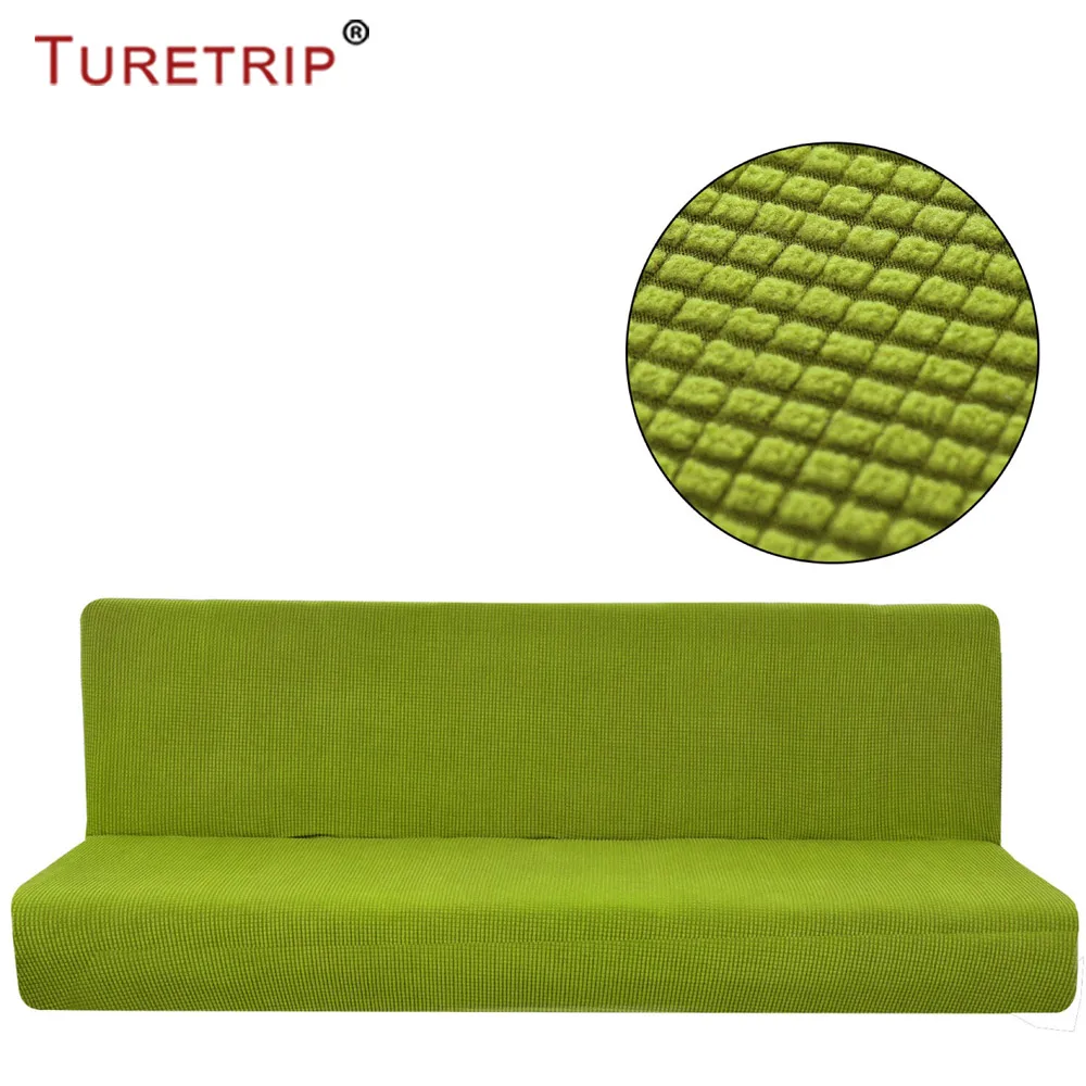 Turetrip 1 шт. сплошной цвет Чехлы для дивана кровать футон Slipcover Полный складной эластичный без рукавов стрейч мебель протектор - Цвет: Зеленый