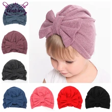 Nishine-gorro de algodón con nudo y lazo grande para recién nacido, gorro de ducha con nudo superior, accesorios para fotos, regalo de cumpleaños