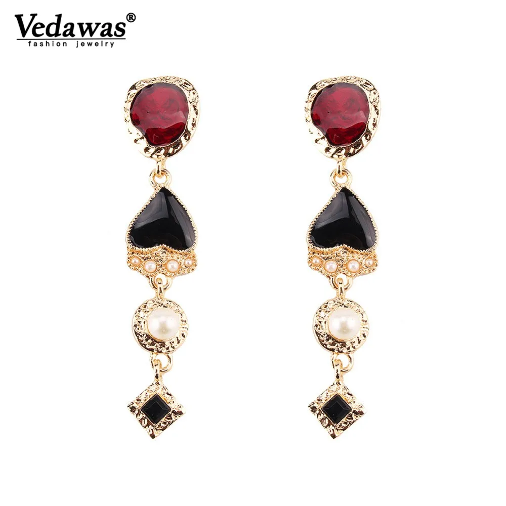 

Vedawas Long Heart Simulated Pears Drop Dangle Earrings for Women Trendy ZA Statement Jewelry Christmas Gifts Wholesale xg2270