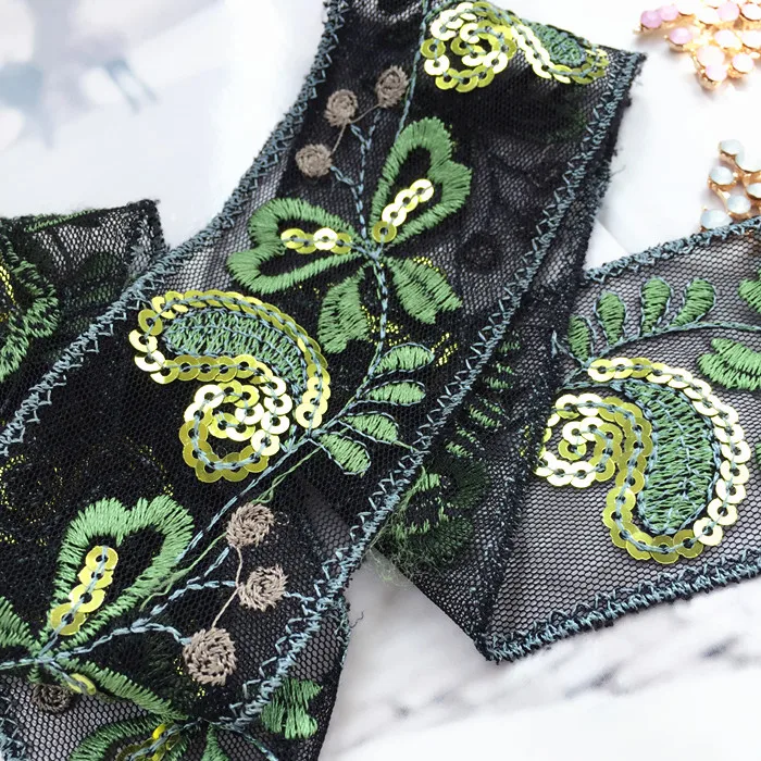 5cm*2m green sequins Beaded lace trim clothing decorative accessories