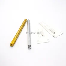 10 шт. Золото/Щепка последний Перманентный макияж ручка-держатель игл для макияжа бровей, губ, ручная ручка