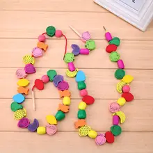 60 шт./лот Детские деревянные игрушки для детей детская одежда с изображением фруктов; шарик ваш заказ прямо к этому поставщику головоломки игрушки деревянные бусины Threading обучающая развивающая игрушка для детей