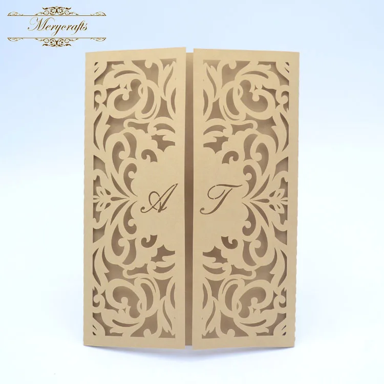 

Laser cut exquisite vines wedding supplies invitation card with names initials