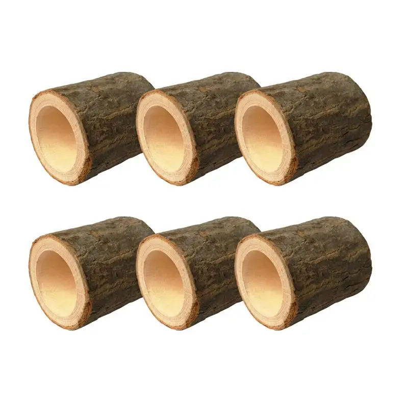 

6pcs Rustic Wooden Stump Candle Holder Creative Tea Light Candle Holders Succulent Planter Craft Ornament (Size L)