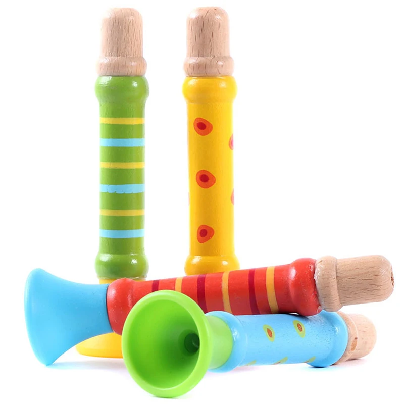 Высокое качество детский деревянный игрушечный рожок Гудок труба многоцветные инструменты музыкальные игрушки младенец игровой тип детский день подарок