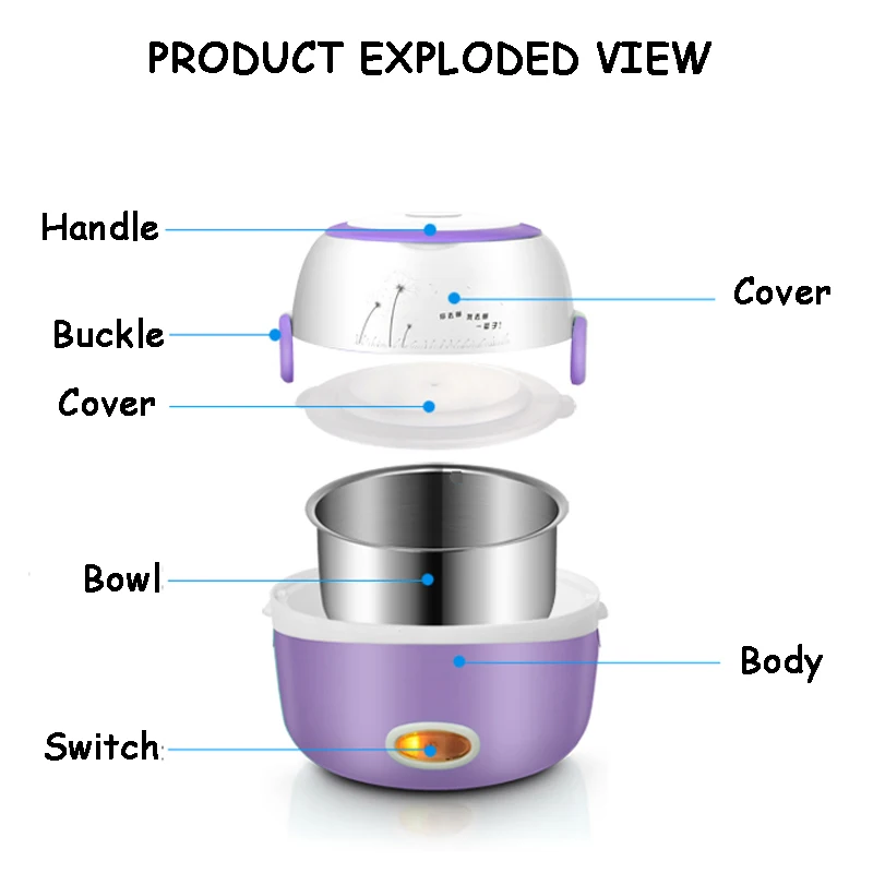 Мини-рисоварка с изоляцией Подогрев Электрический Ланч-бокс 2 слоя портативный Пароварка многофункциональный автоматический контейнер для еды ЕС