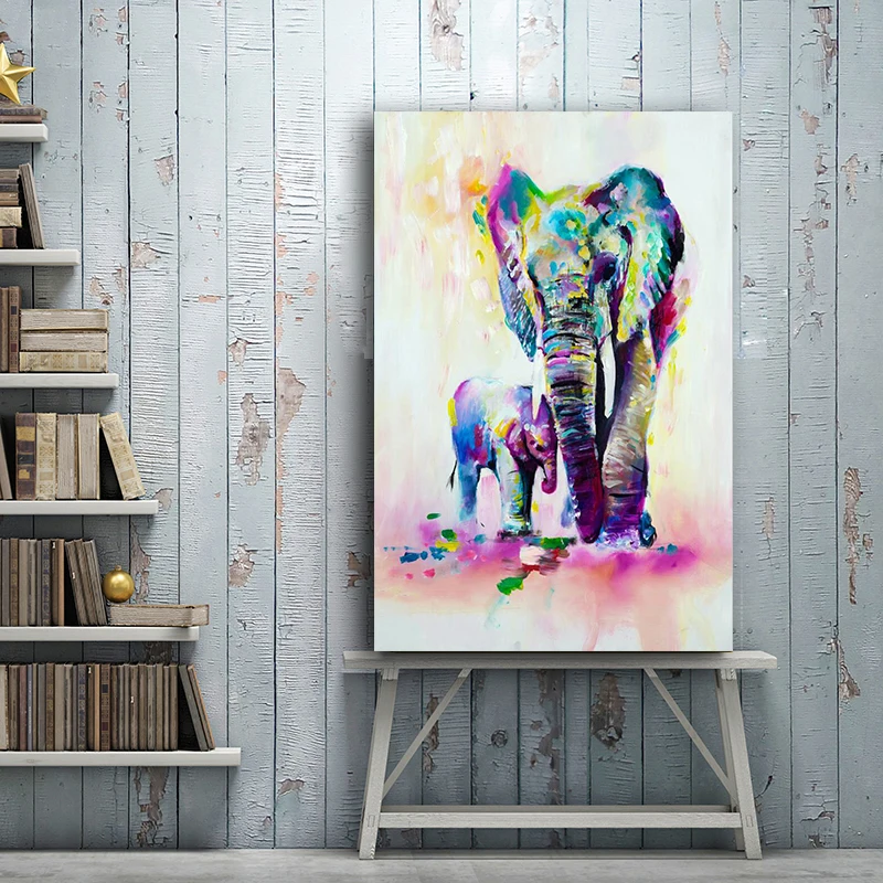 

Watercolor African Elephant Mother Son Animal Posters and Prints Canvas Painting Scandinavian Nordic Wall Picture for Kids Decor