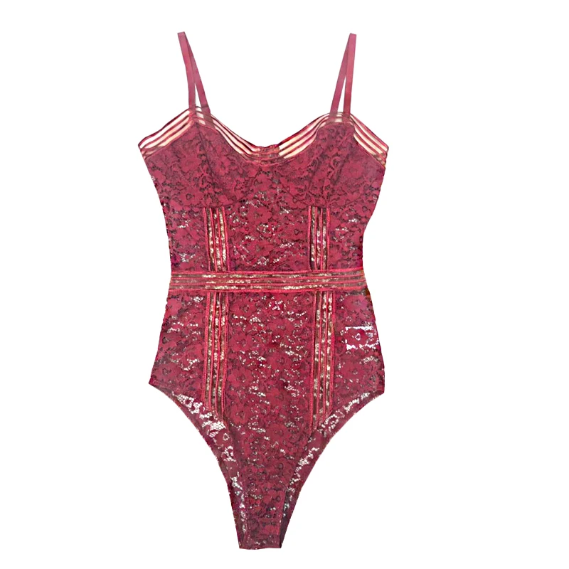 

2019 Summer Very Sexy Lace See Though One Piece Tank Top Women Stylish Stretch Fabric Adjustable Spaghetti Straps Tank Top