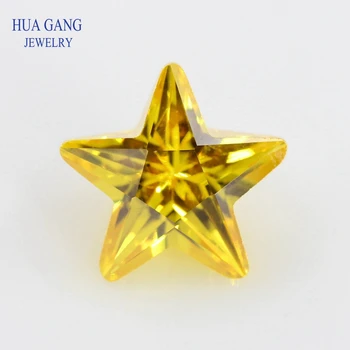 

Golden Star Shape 5A Brilliant Cut CZ Stone Synthetic Gems Yellow Cubic Zirconia For Jewelry Size 2.5x2.5~12x12mm Free Shipping