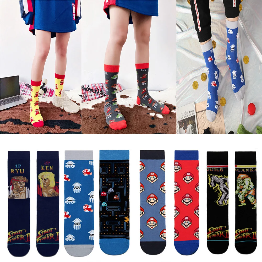 

New Cotton men Women's Crew Socks Funny Harajuku Cute Novelty Cartoon sloth Anime Game socks Christmas Skateboard Sock Gift