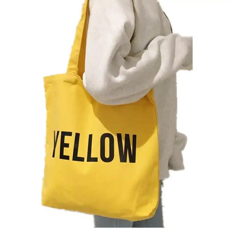yellow canvas tote bag