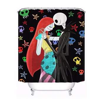 

Custom The Nightmare Before Christmas Bathroom Acceptable Shower Curtain Polyester Fabric Bathroom Curtain #180320-01-174