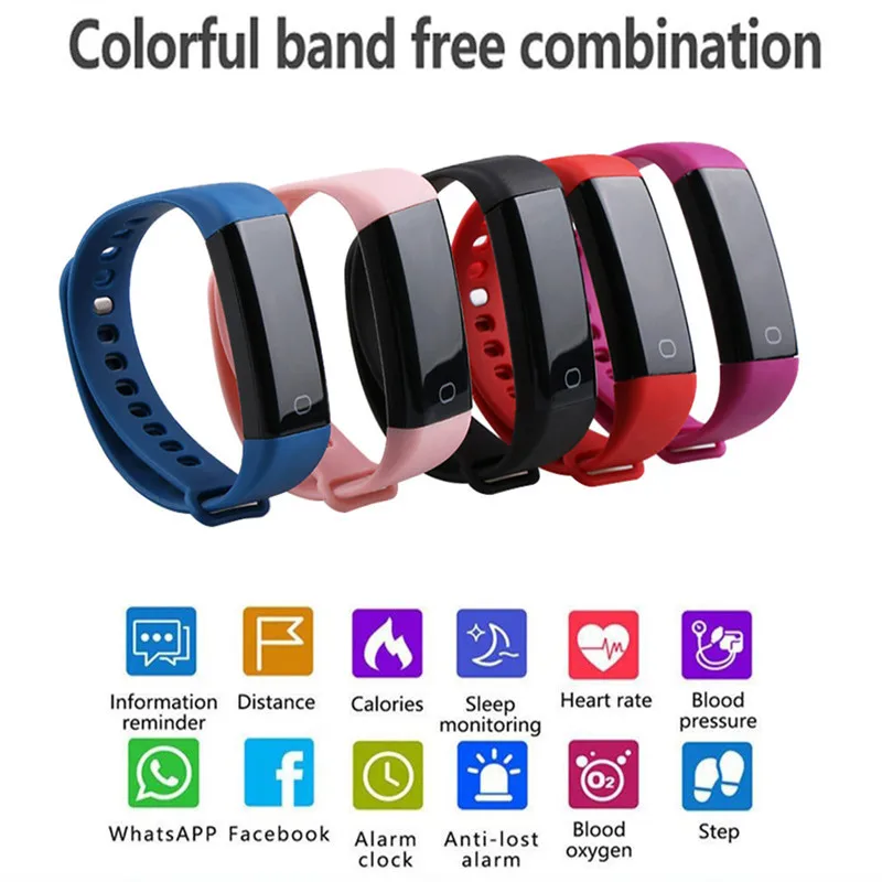 

COOL Waterproof Smart Bracelet Heart Rate IP67 Smart Band Blood Pressure Fitness for Ios Android Smart Watch Men Woman