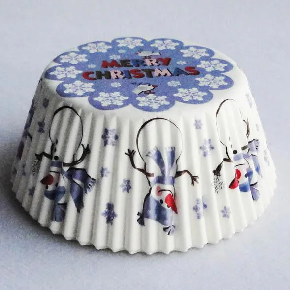 Free Shipping 100X Merry Christmas snowman Cake baking paper Muffin