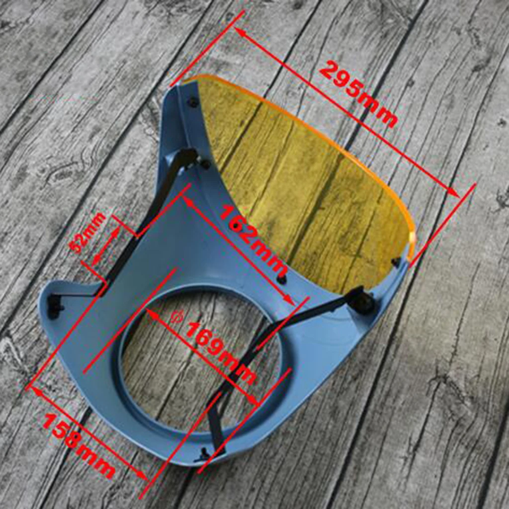 Motorcycle Headlight Fairing Wind Screen Cover Fits 16cm-18cm Headlamp Plastic Headlight Fairing Screen for Retro Cafe Racer 