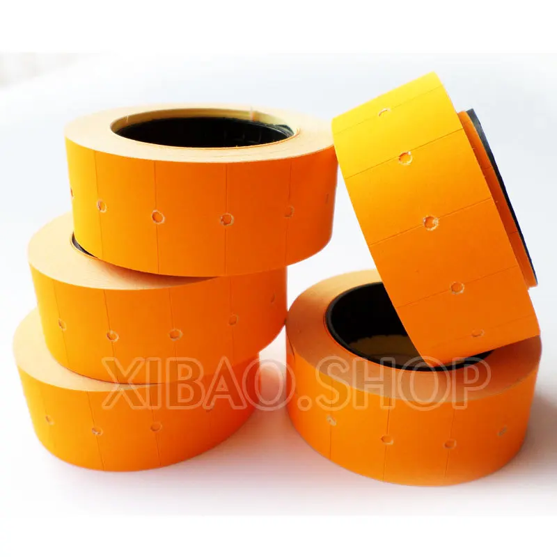 

10 Rolls of Light Orange Price Gun Paper Tag Mark Sticker Supermarket Labels Self-adhesive For MX-5500 Labeller Free Shopping