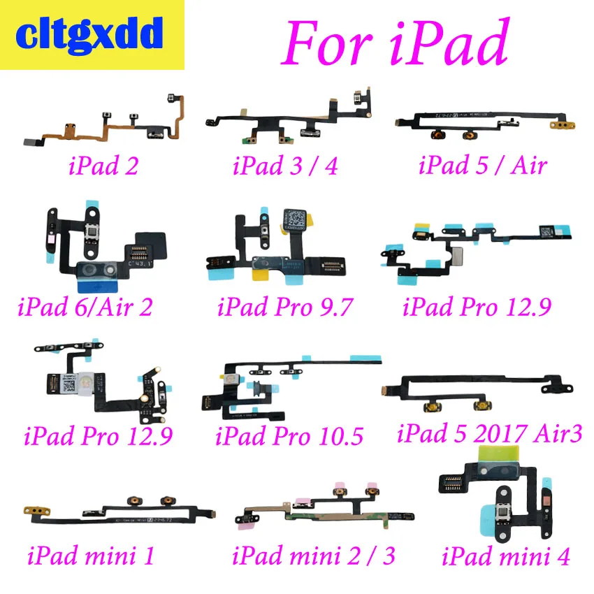 

cltgxdd Power On / Off Switch Volume Button Flex Cable For iPad 2 3 4 5 6 Air 2 Pro 9.7 10.5 12.9 Mini 1 2 3 4