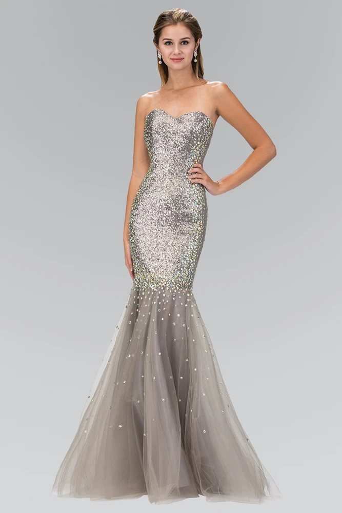 Formal Silver Prom Dresses Mermaid Sequin Pageant Dresses for Women